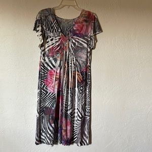 One world live and let live Dress with Rhinestones on V neck Size L knee length